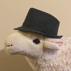 NWT baby boys dark gray tweed fedora hat for fall and winter sz 0-6 mos